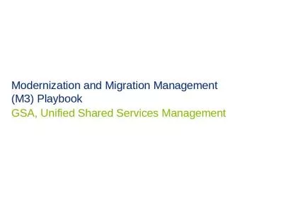 Modernization and Migration Management (M3) Playbook