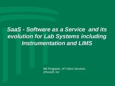 SaaS - Software as a Service  and its evolution for Lab Systems including Instrumentation and LIMS