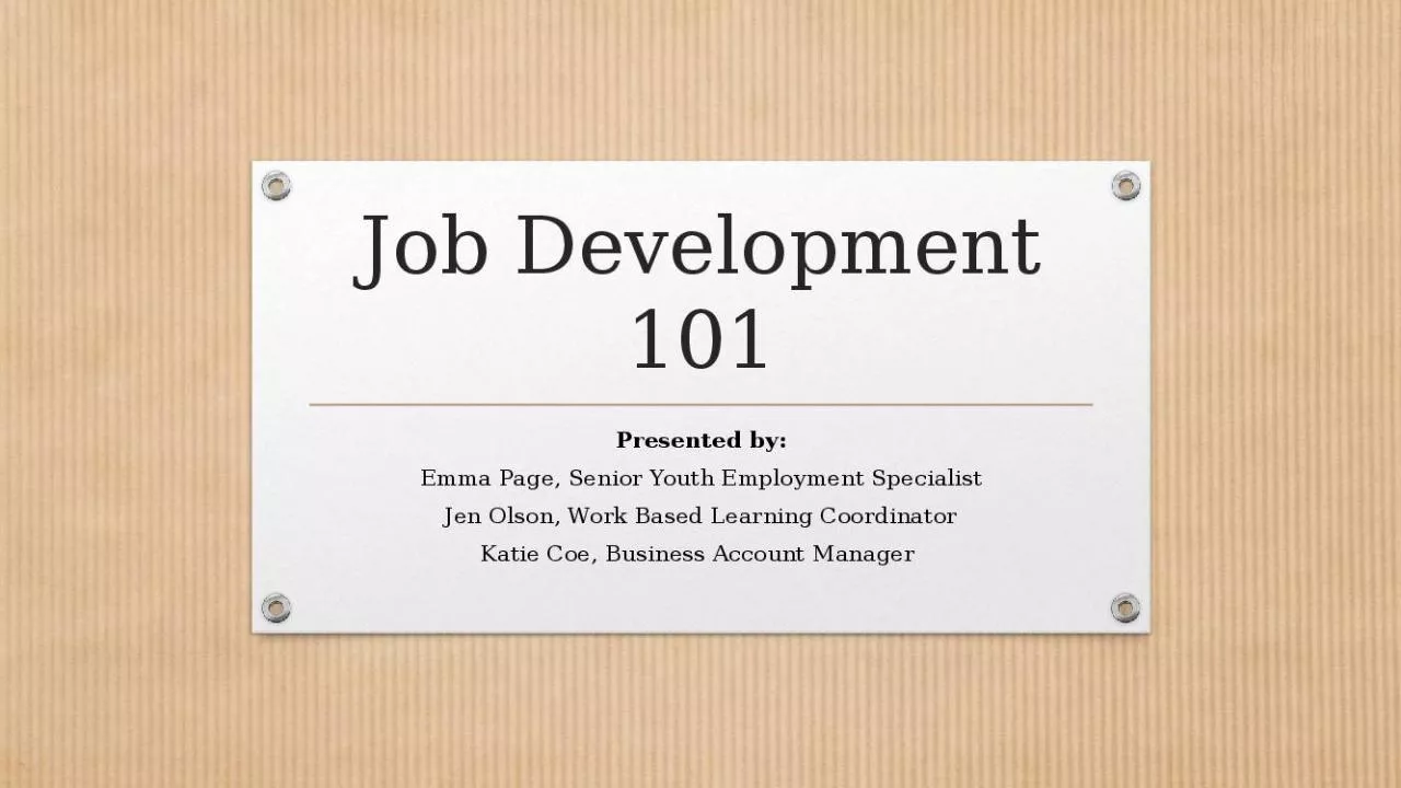 PPT-Job Development 101