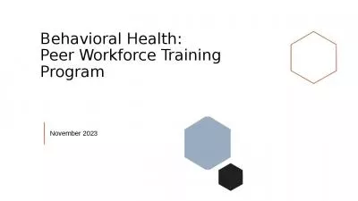 Behavioral Health:  Peer Workforce Training Program