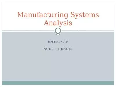 Manufacturing Systems Analysis