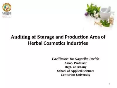 Auditing of Storage and Production Area of Herbal Cosmetics Industries