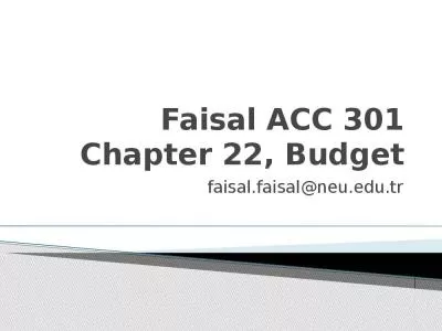 Faisal ACC 301 Chapter 22, Budget