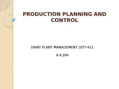 PRODUCTION PLANNING AND CONTROL