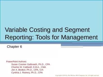 Variable Costing and Segment Reporting: Tools for Management