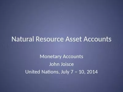 Natural Resource Asset Accounts