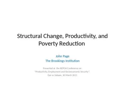 Structural Change, Productivity, and Poverty Reduction