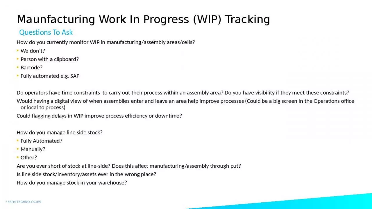 PPT-Maunfacturing Work In Progress (WIP) Tracking