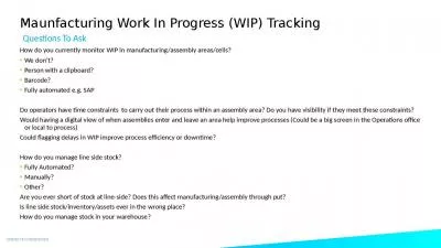 Maunfacturing Work In Progress (WIP) Tracking