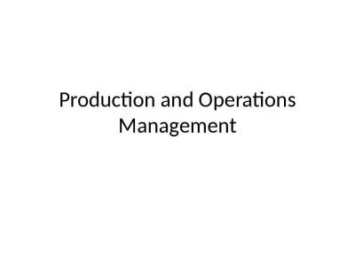 Production and Operations Management