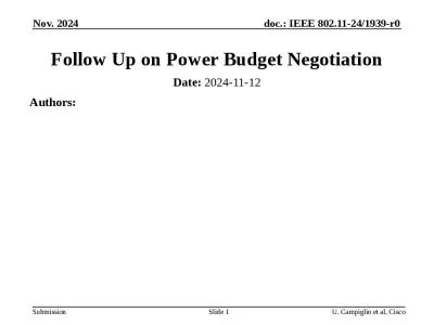 Follow Up on Power Budget Negotiation