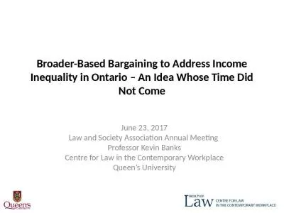 Broader-Based Bargaining to Address Income Inequality in Ontario   An Idea Whose Time