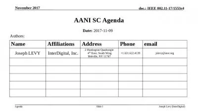 AANI SC Agenda