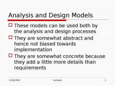 Analysis and Design Models