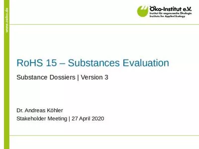 RoHS 15   Substances Evaluation