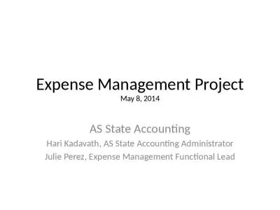 Expense Management Project May 8, 2014