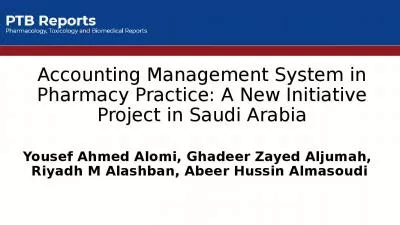 Accounting Management System in Pharmacy Practice: A New Initiative Project in Saudi Arabia