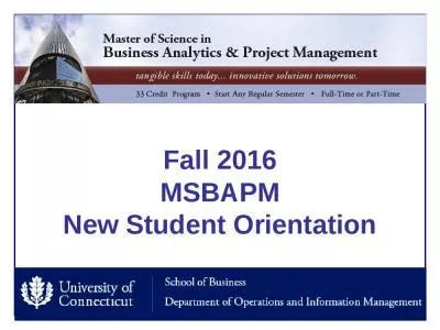 Fall 2016 MSBAPM New Student Orientation