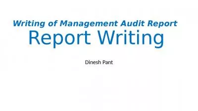 Writing of Management Audit Report  Report Writing