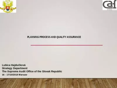 Planning process and quality assurance