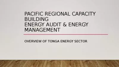 Pacific Regional Capacity Building  Energy Audit & Energy Management