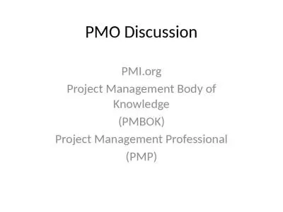 PMO Discussion