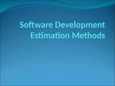 Software Development Estimation Methods