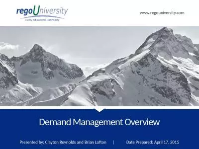 Demand Management Overview