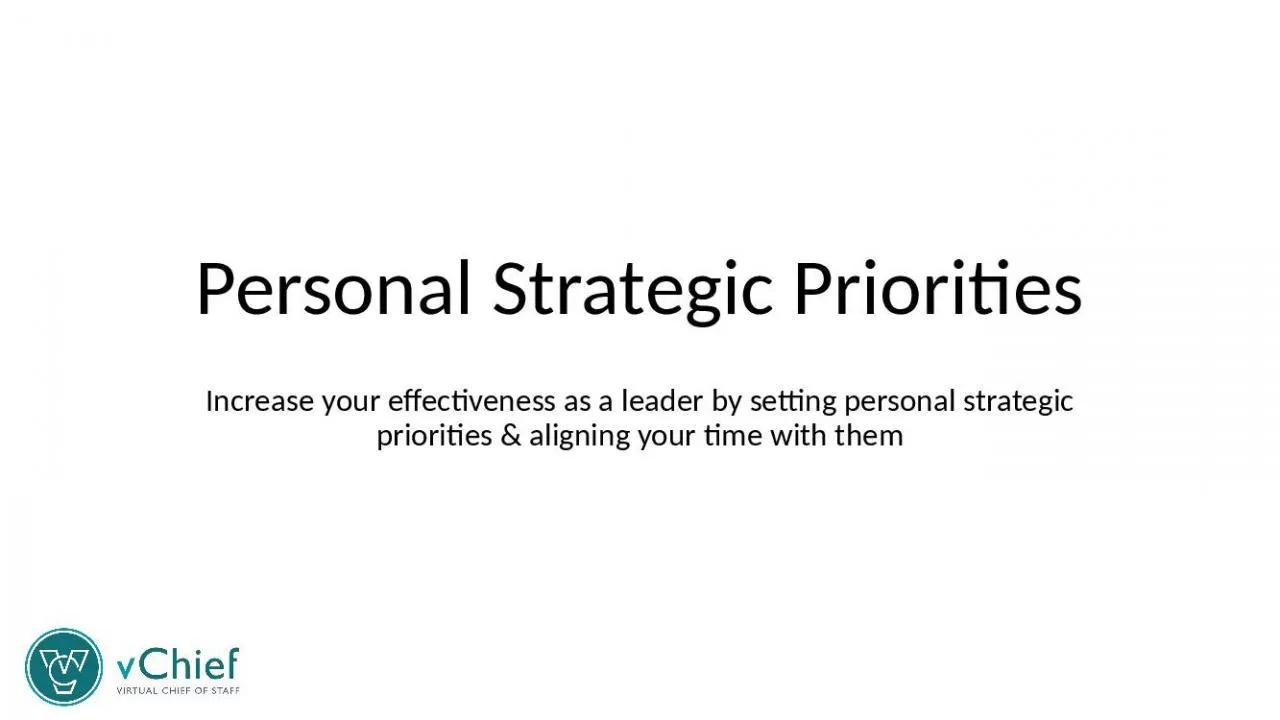 PPT-Personal Strategic Priorities