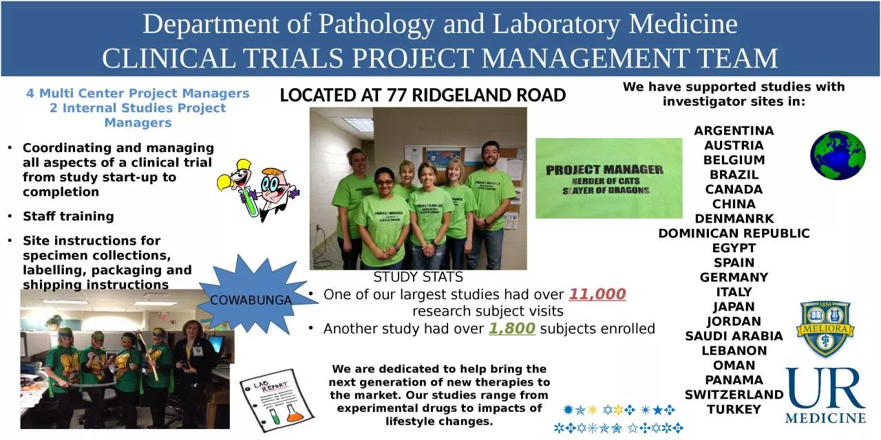 PPT-Department of Pathology and Laboratory Medicine CLINICAL TRIALS PROJECT MANAGEMENT TEAM