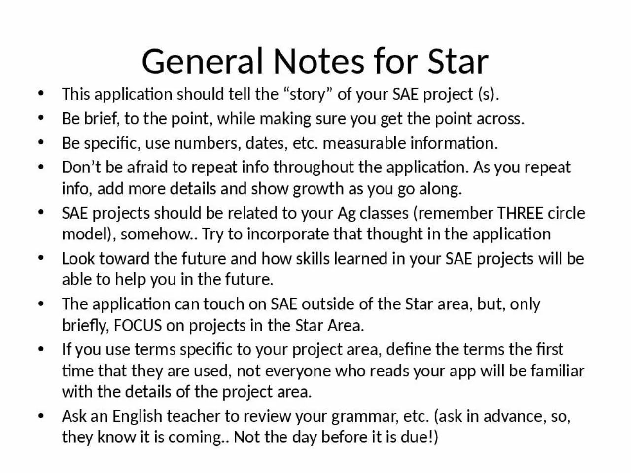 PPT-General Notes for Star