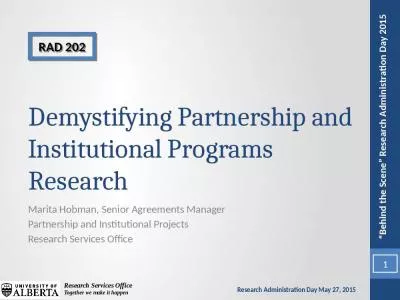 Demystifying Partnership and Institutional Programs Research