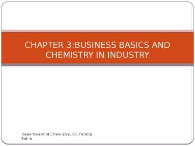 CHAPTER 3:BUSINESS BASICS AND CHEMISTRY IN INDUSTRY