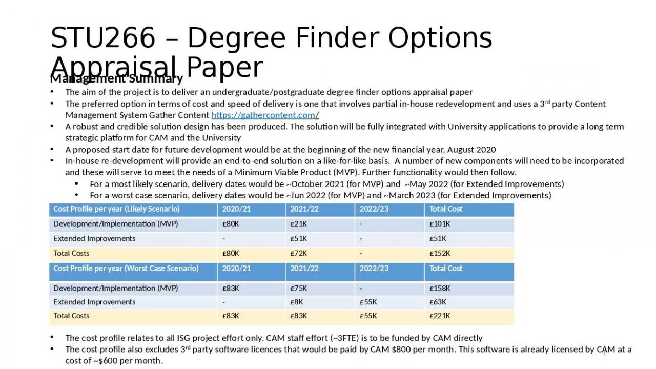 PPT-STU266 Degree Finder Options Appraisal Paper