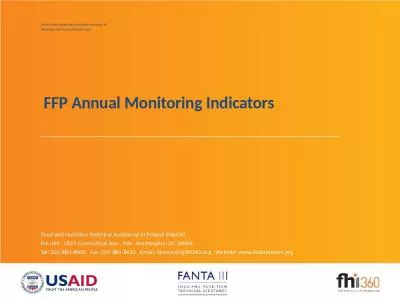 FFP Annual Monitoring Indicators