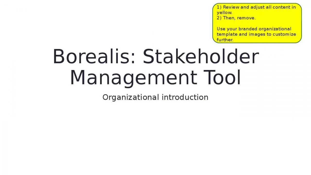 PPT-Borealis: Stakeholder Management Tool