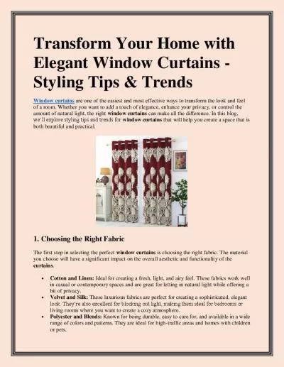 Style Your Home with Window Curtains