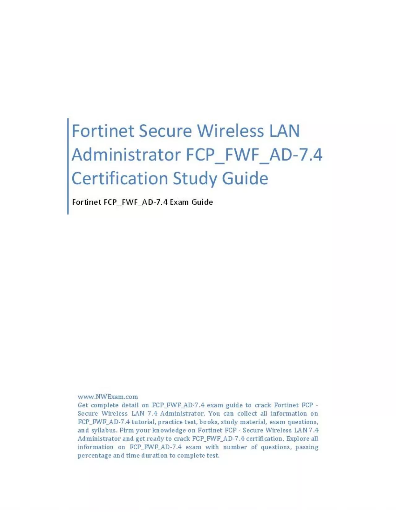 PDF-Fortinet FCP_FWF_AD-7.4 Study Guide