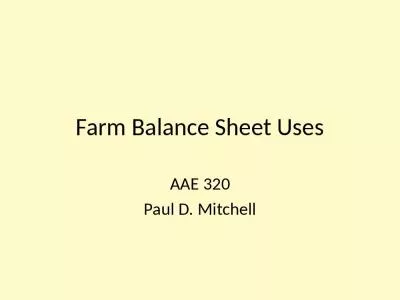 Farm Balance Sheet Uses