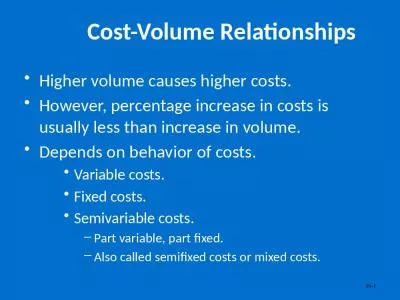 Cost-Volume Relationships