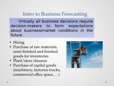 Intro to Business Forecasting