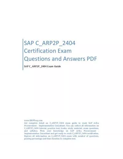 SAP C_ARP2P_2404 Certification Guide PDF