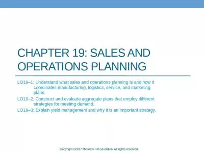 chapter 19: sales and operations planning