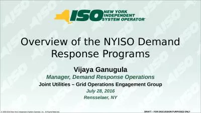 Overview of the NYISO Demand Response Programs