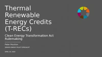 Thermal Renewable Energy Credits (T-RECs)