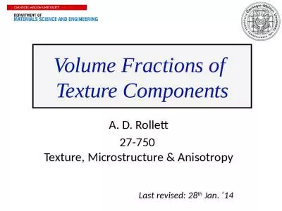 Volume Fractions of  Texture Components