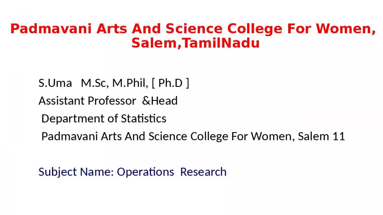 PPT-Padmavani Arts And Science College For Women, Salem,TamilNadu