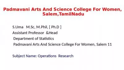 Padmavani Arts And Science College For Women,  Salem,TamilNadu