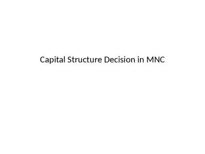 Capital Structure Decision in MNC