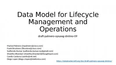 Data Model for Lifecycle Management and Operations